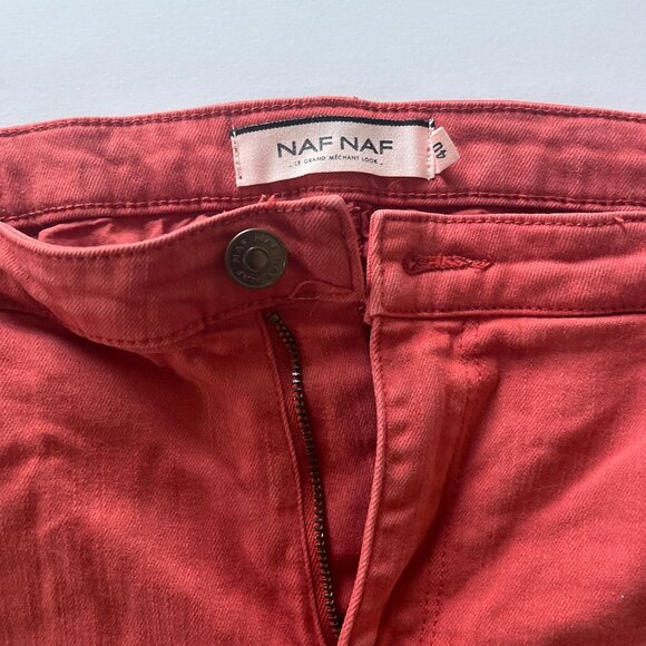 NAF NAF Paris Coral Cotton Denim Eyelet Shorts - Picture 3 of 5